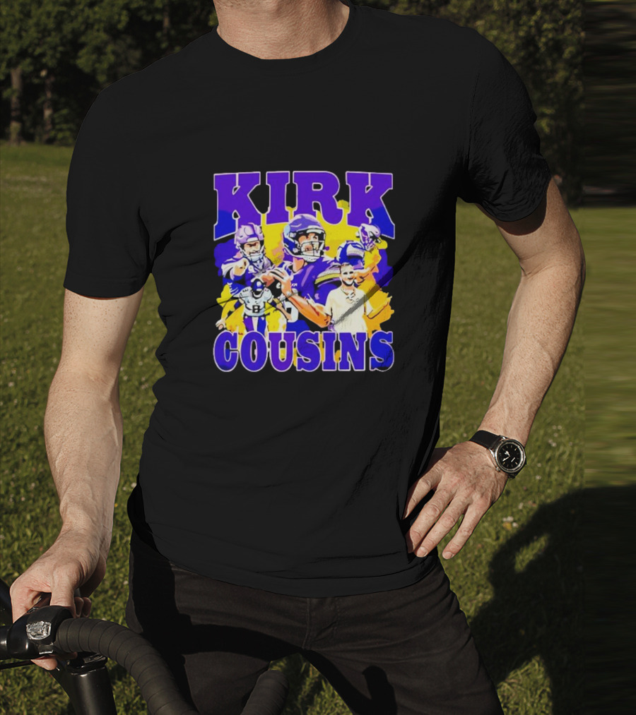 Kirk Cousins Vikings Football Player Collage Purple And Yellow T-Shirt