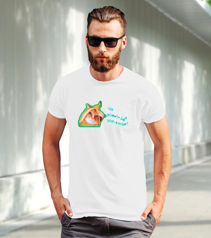 No KNowledge November Cat Banana Meme T-Shirt