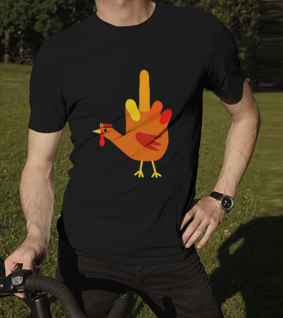 Thanksgiving Middle Finger Turkey Humor Hand Bird T-Shirt