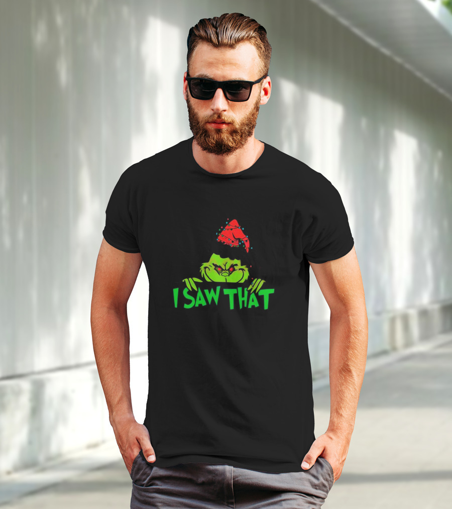 I Saw That Grinch Santa Christmas Lights Hat T-Shirt
