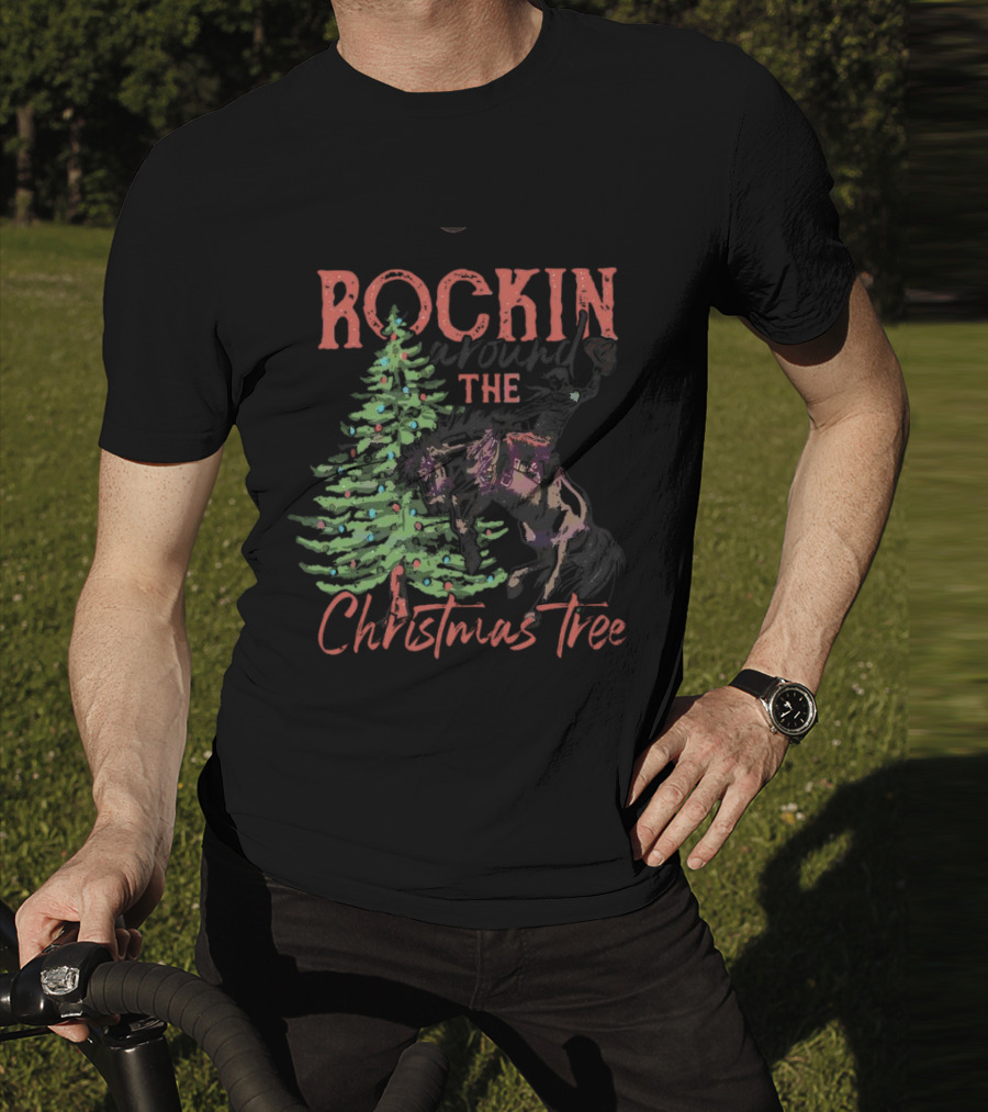 Rockin Around The Christmas Tree Horse And Holiday Lights T-Shirt