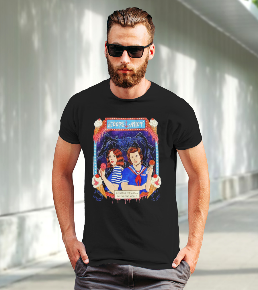 Scoops Ahoy Slinging Ice Cream Saving The World Stranger Things Duo Vintage T-Shirt