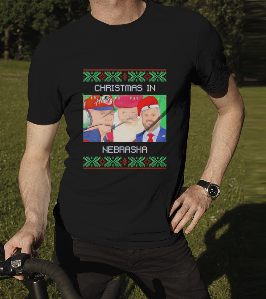 CHRISTMAS IN NEBRASKA HUSKERS SANTA COACH HOLIDAY T-Shirt