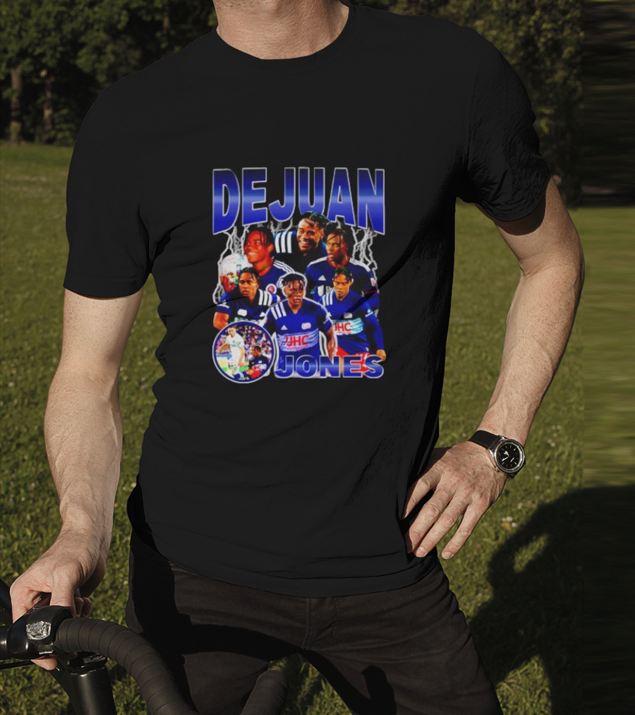 DEJUAN JONES Soccer Bootleg With JHC Logo And Lightning Background T-Shirt