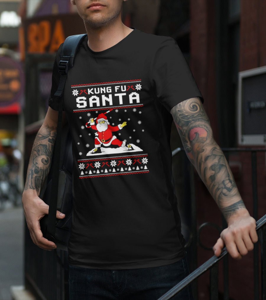 Kung Fu Santa Funny Christmas Sweater Santa Martial Arts Holiday T-Shirt