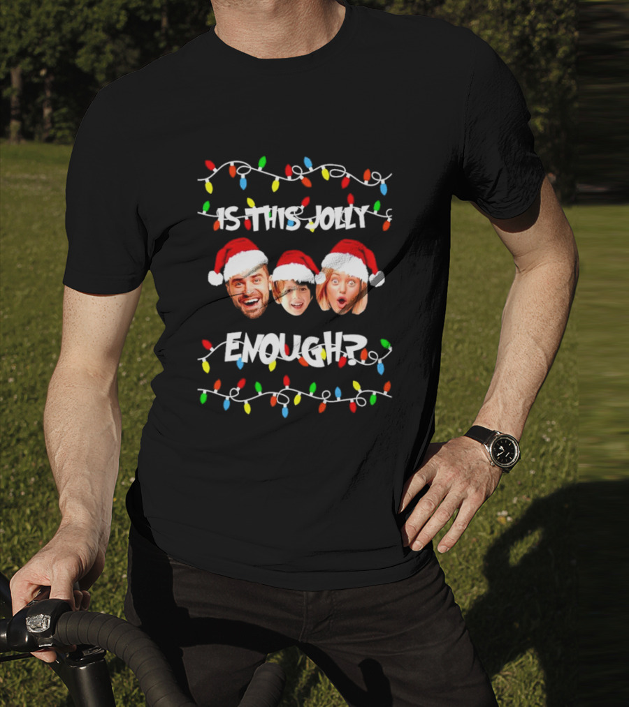 Is This Jolly Enough Custom Family Christmas Lights Holiday Faces T-Shirt