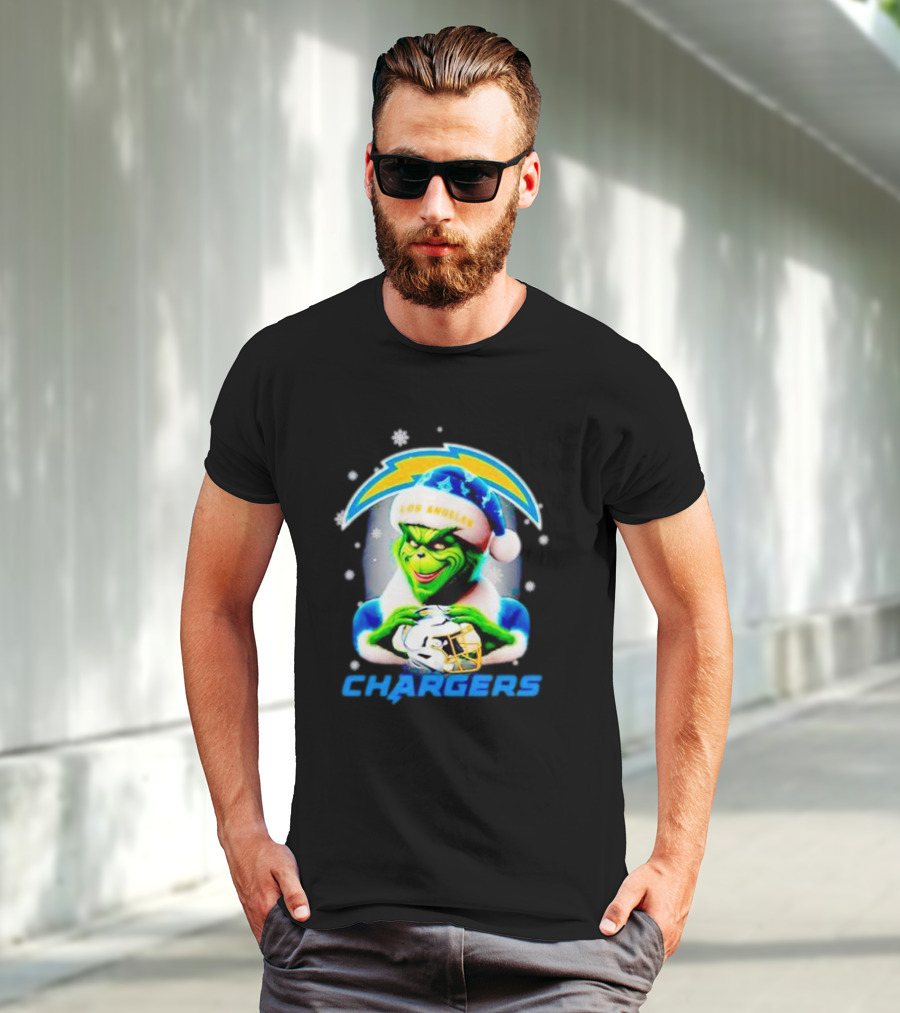The Grinch Santa Los Angeles Chargers Christmas Holiday T-Shirt