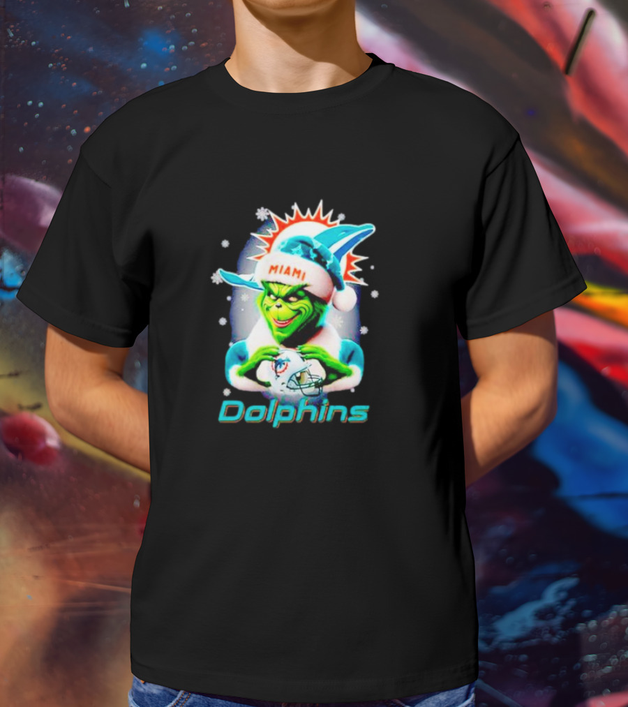 The Grinch Santa Miami Dolphins Christmas T-Shirt