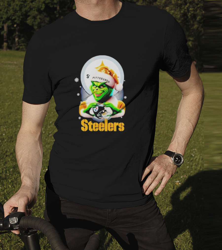 The Grinch Santa Steelers Christmas Pittsburgh Football Fan T-Shirt