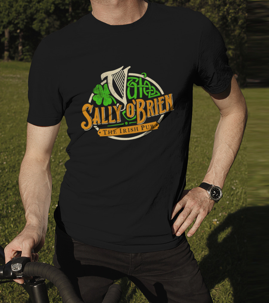 Sally O'Brien Irish Pub Clover Celtic Harp Versengold T-Shirt