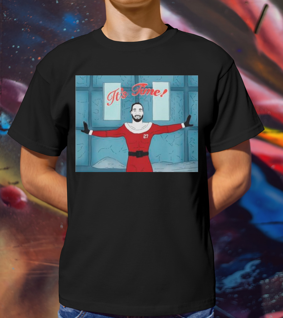 Dontae Johnson Santa It's Time In Red Suit With Number 27 T-Shirt