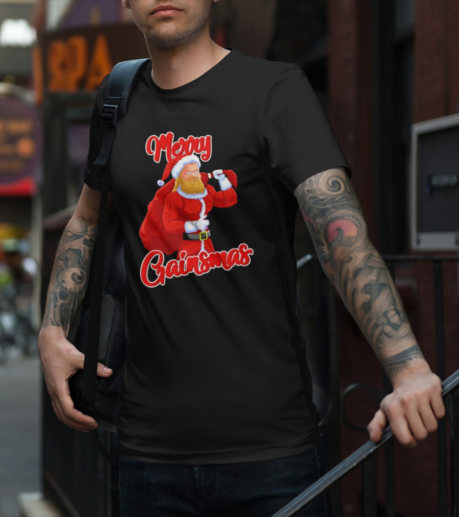 Merry Gainsmas Fitness Santa Bodybuilder T-Shirt