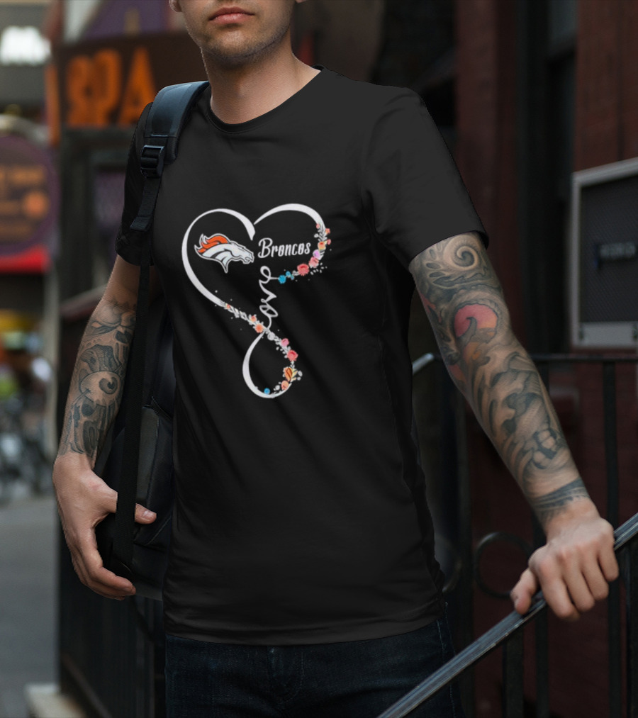 Denver Broncos Floral Heart Love T-Shirt