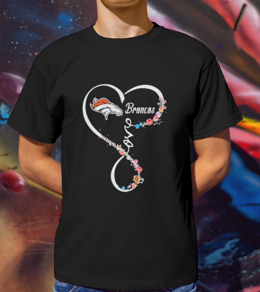 Denver Broncos Floral Heart Love T-Shirt