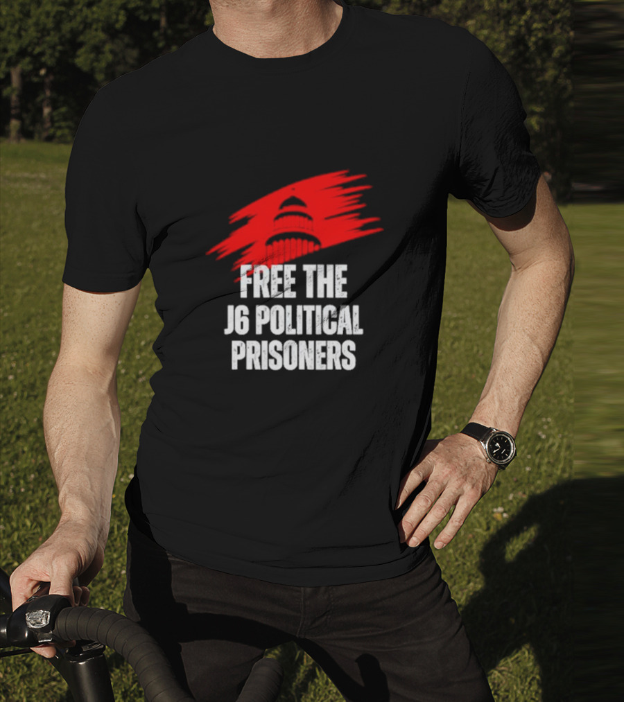 Free The J6 Political Prisoners Capitol Building Red Brushstroke T-Shirt