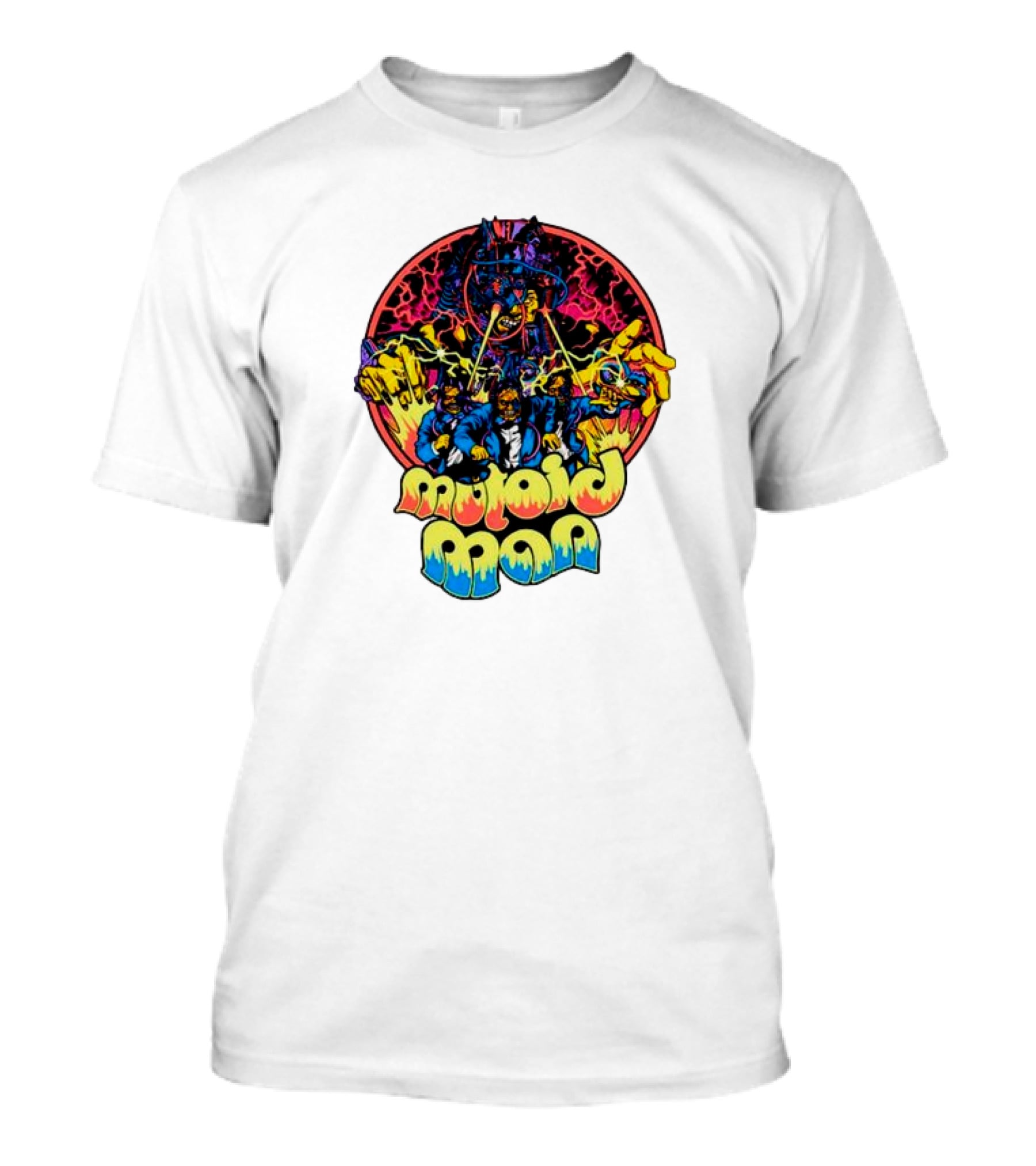 Mutoid Man CoTV Psychedelic Comic Style Superheroes With Lightning And Fiery Hands T-Shirt