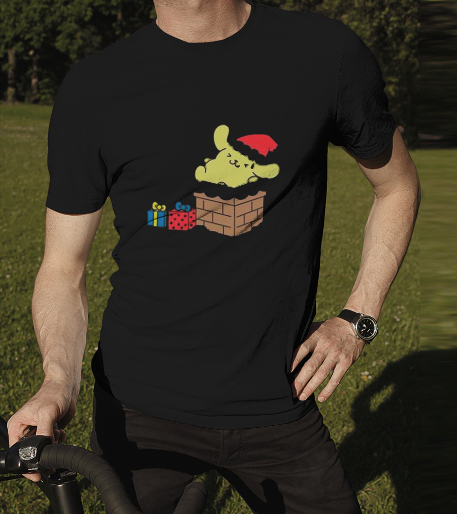 Pompompurin Christmas Chimney With Santa Hat And Presents T-Shirt