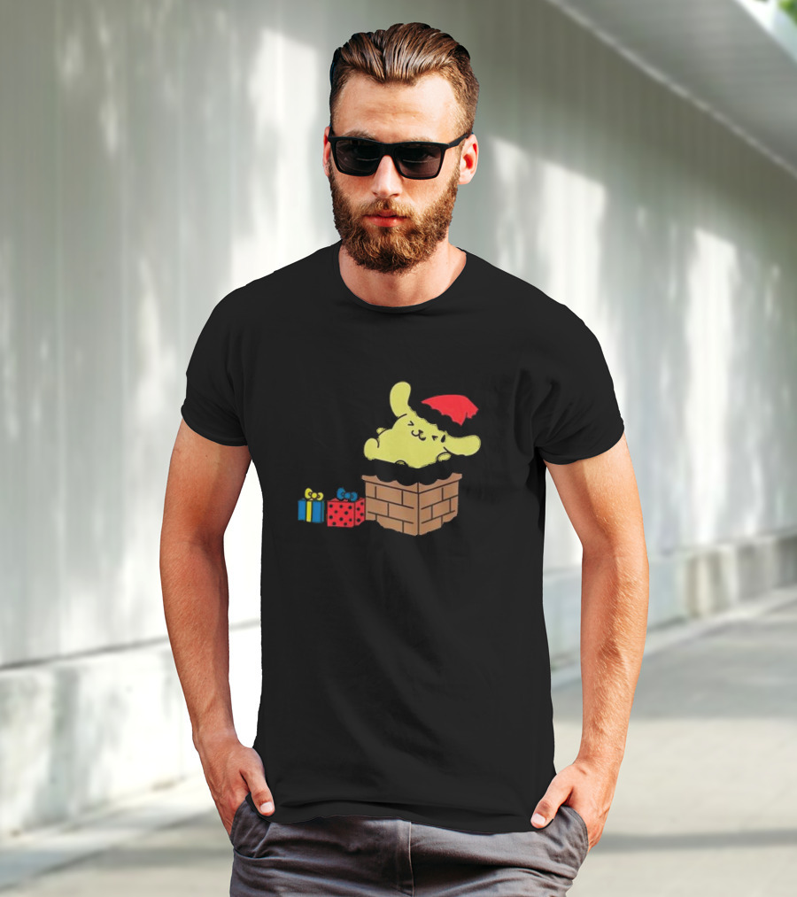 Pompompurin Christmas Chimney With Santa Hat And Presents T-Shirt