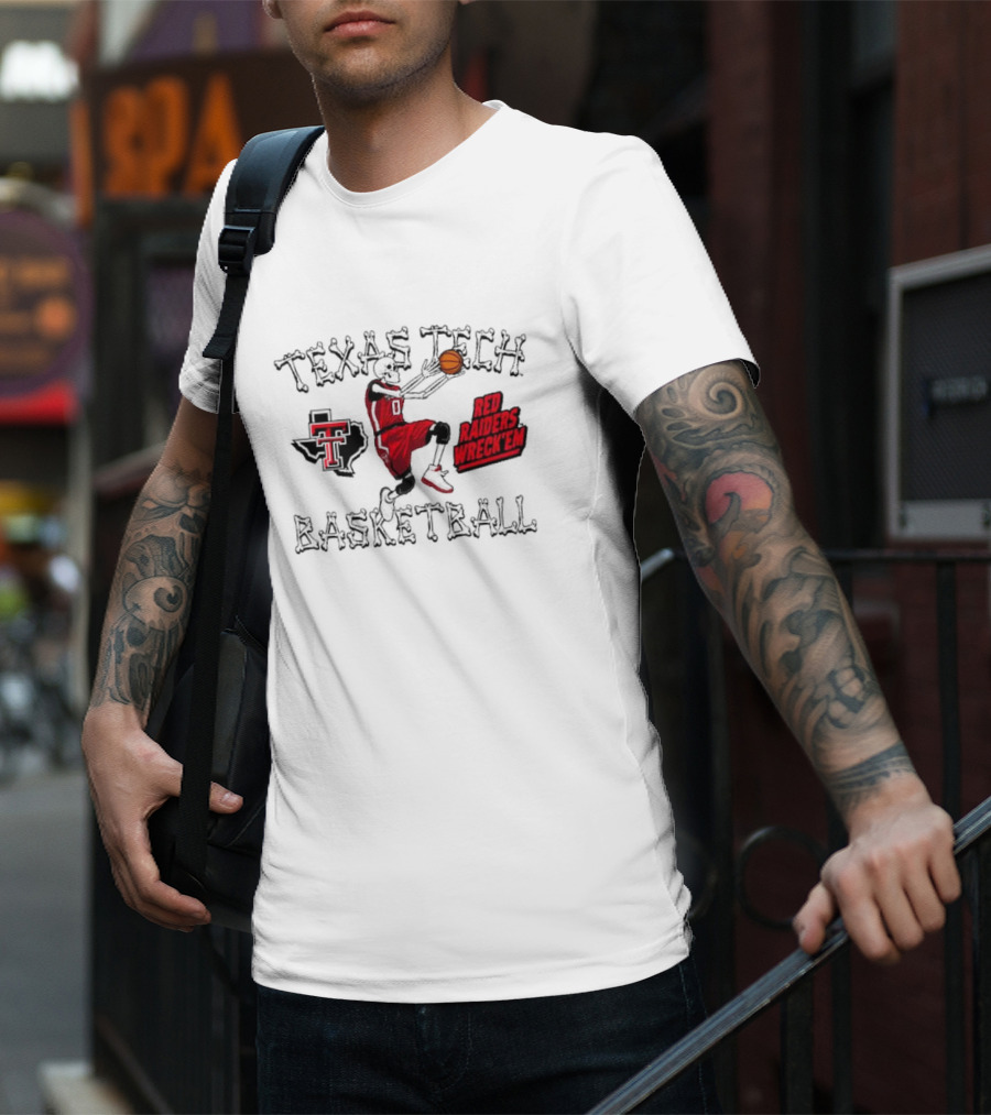 Texas Tech Basketball Red Raiders Wreck 'Em Skeleton Dunking T-Shirt