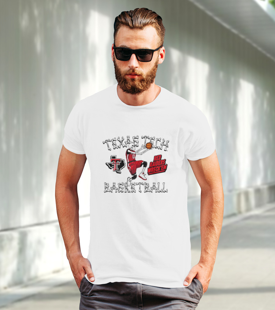 Texas Tech Basketball Red Raiders Wreck 'Em Skeleton Dunking T-Shirt