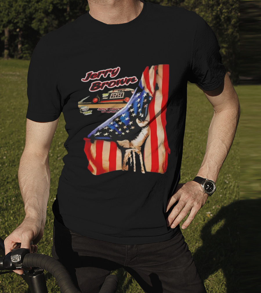 Jerry Brown Blood Inside Me American Flag Race Car 88 T-Shirt