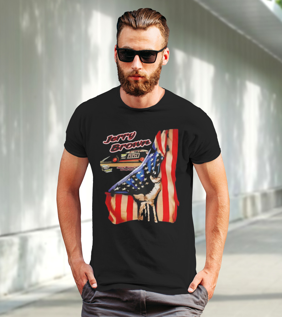 Jerry Brown Blood Inside Me American Flag Race Car 88 T-Shirt