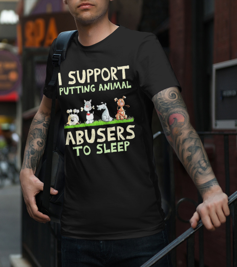 I Support Putting Animal Abusers To Sleep Animal Characters In Grass T-Shirt
