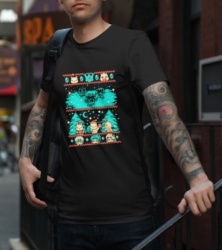 Esper Of Christmas 8-Bit Holiday Pixel Art With Festive Characters T-Shirt