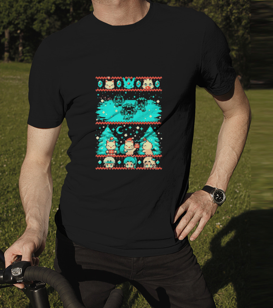 Esper Of Christmas 8-Bit Holiday Pixel Art With Festive Characters T-Shirt