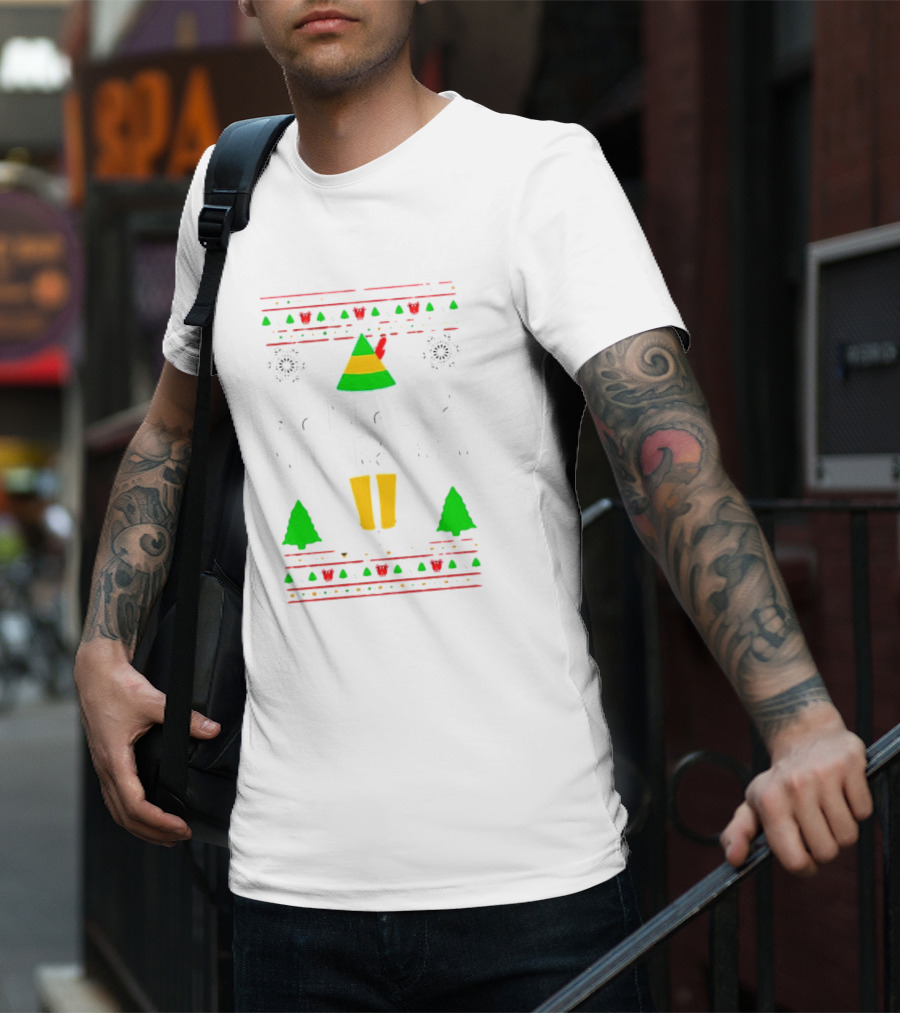 Son Of A Nutcracker Elf Christmas Snowflakes Trees Santa's Workshop T-Shirt