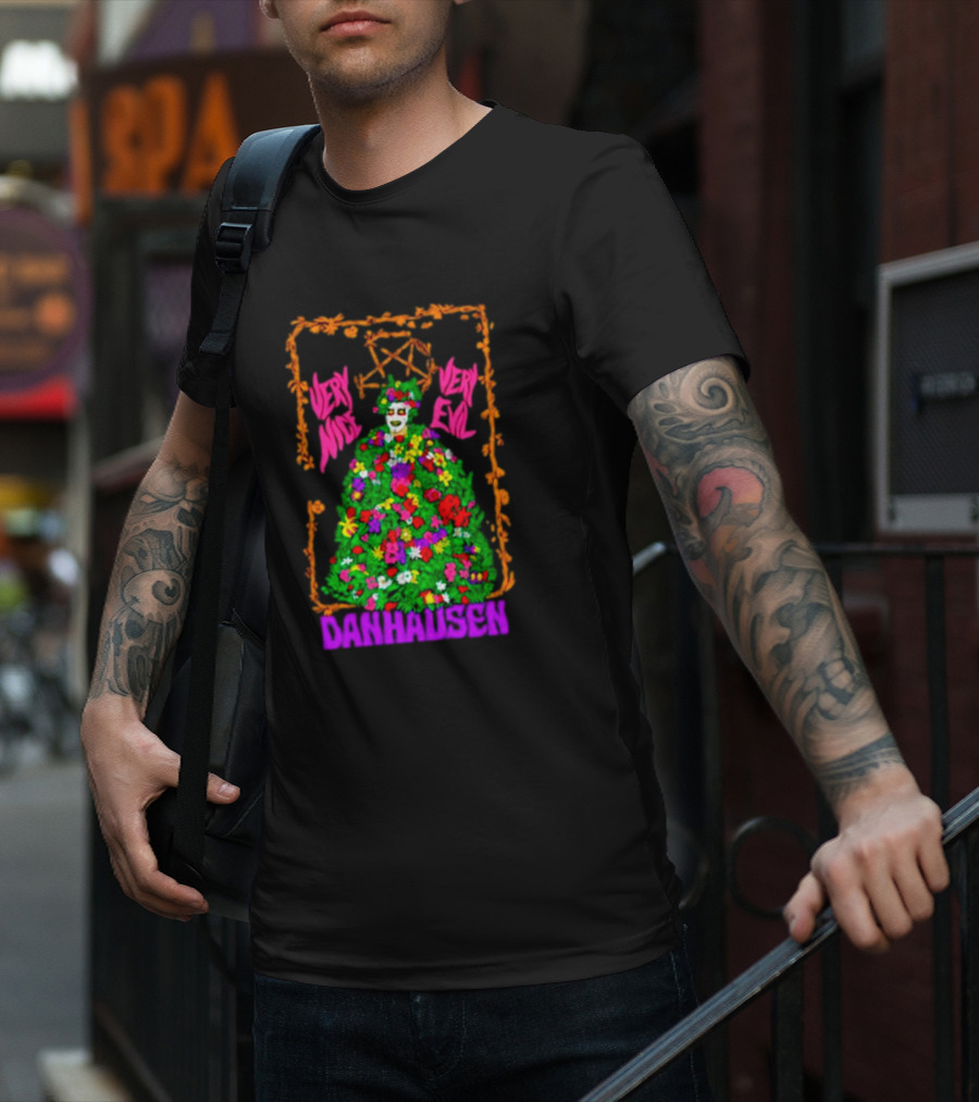 Danhausen Very Nice Very Evil Sommartime Madness Flowers And Skull T-Shirt
