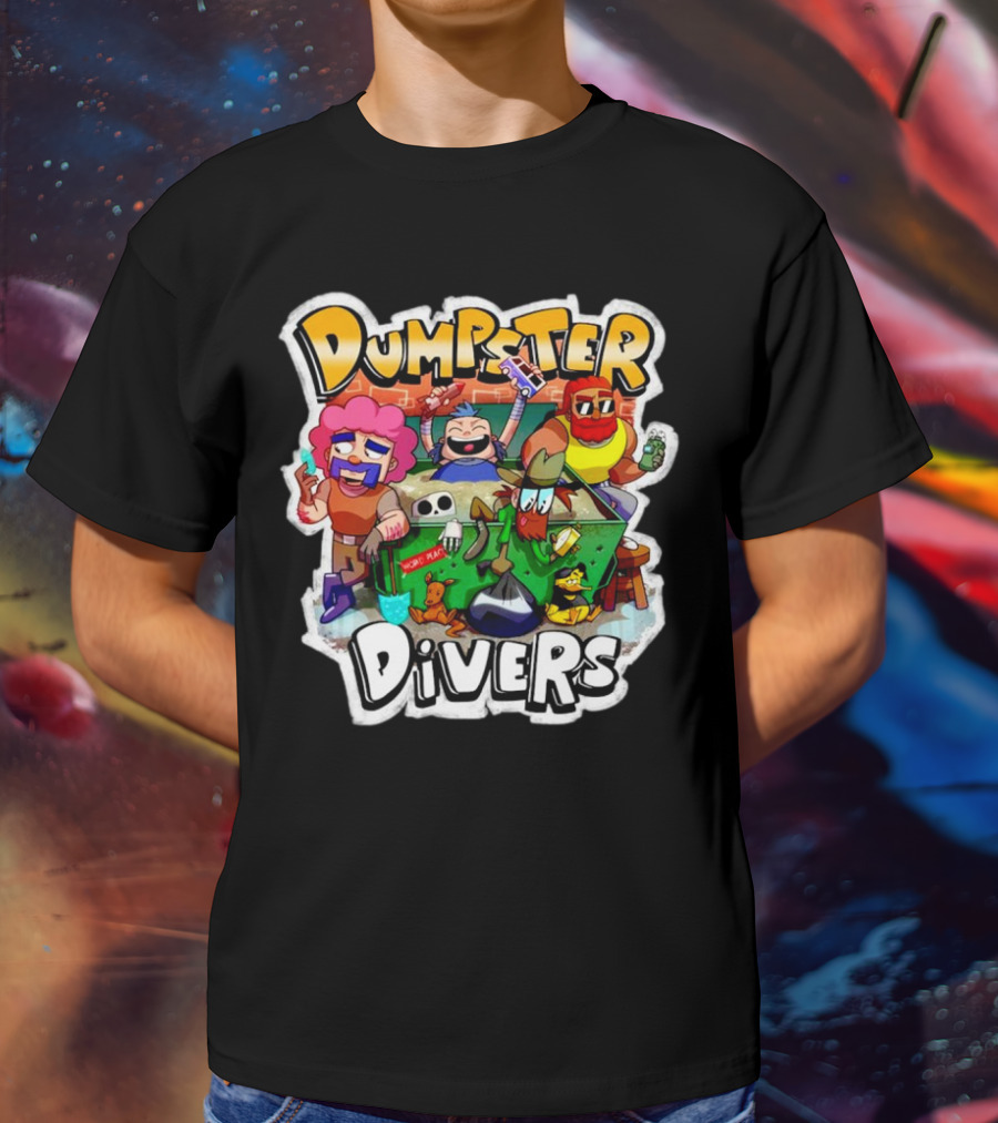 Dumpster Divers Cartoon Alley Fun With Funny Characters And Trash Can Antics T-Shirt
