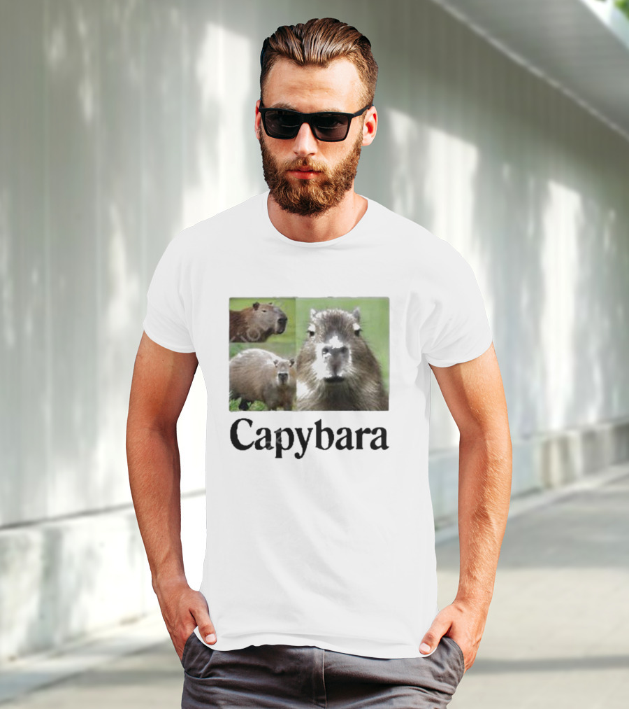 At The Moment Shop Capybara Trio Close-Up T-Shirt