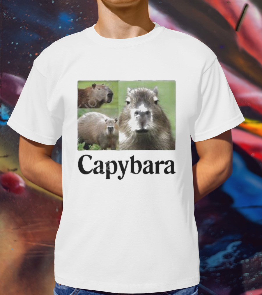 At The Moment Shop Capybara Trio Close-Up T-Shirt