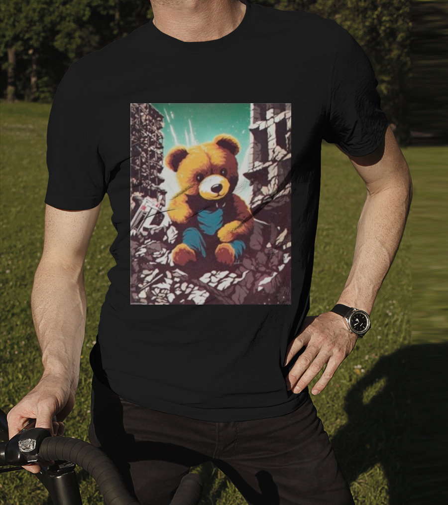 Ceasefire Now Teddy Bear In War-Torn Ruins T-Shirt