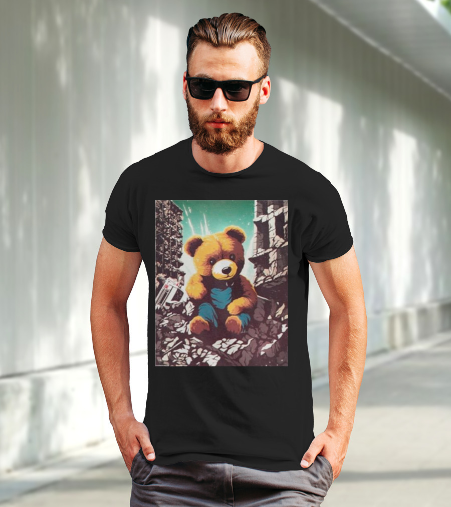Ceasefire Now Teddy Bear In War-Torn Ruins T-Shirt
