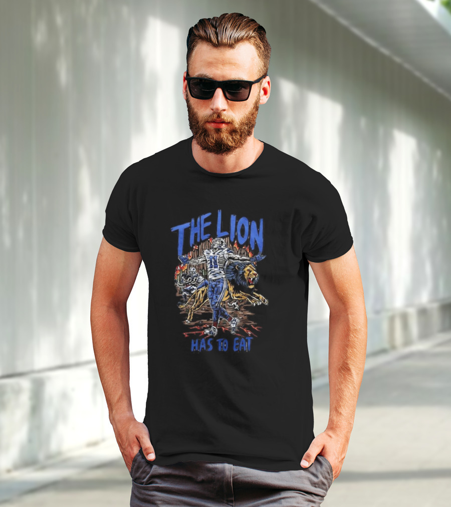Detroit Lions The Lion Has To Eat Football Player And Fierce Animal T-Shirt