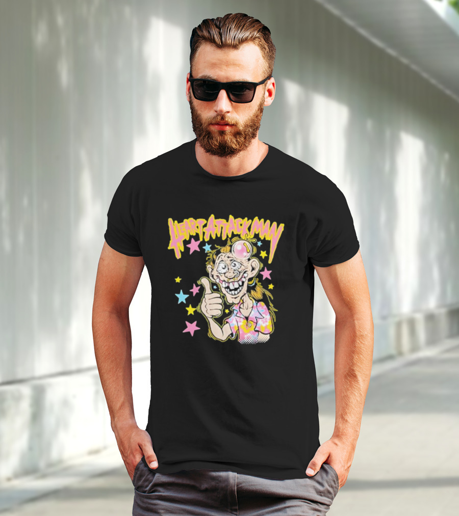 Heart Attack Man Freak Of Nature Cartoon Character With Stars And Thumbs Up T-Shirt