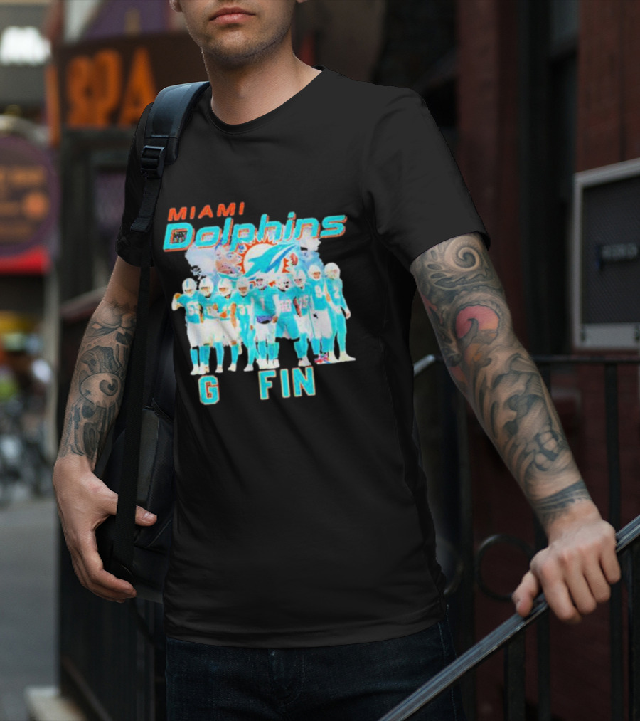 Miami Dolphins Go Fins Players Logo Team Spirit T-Shirt