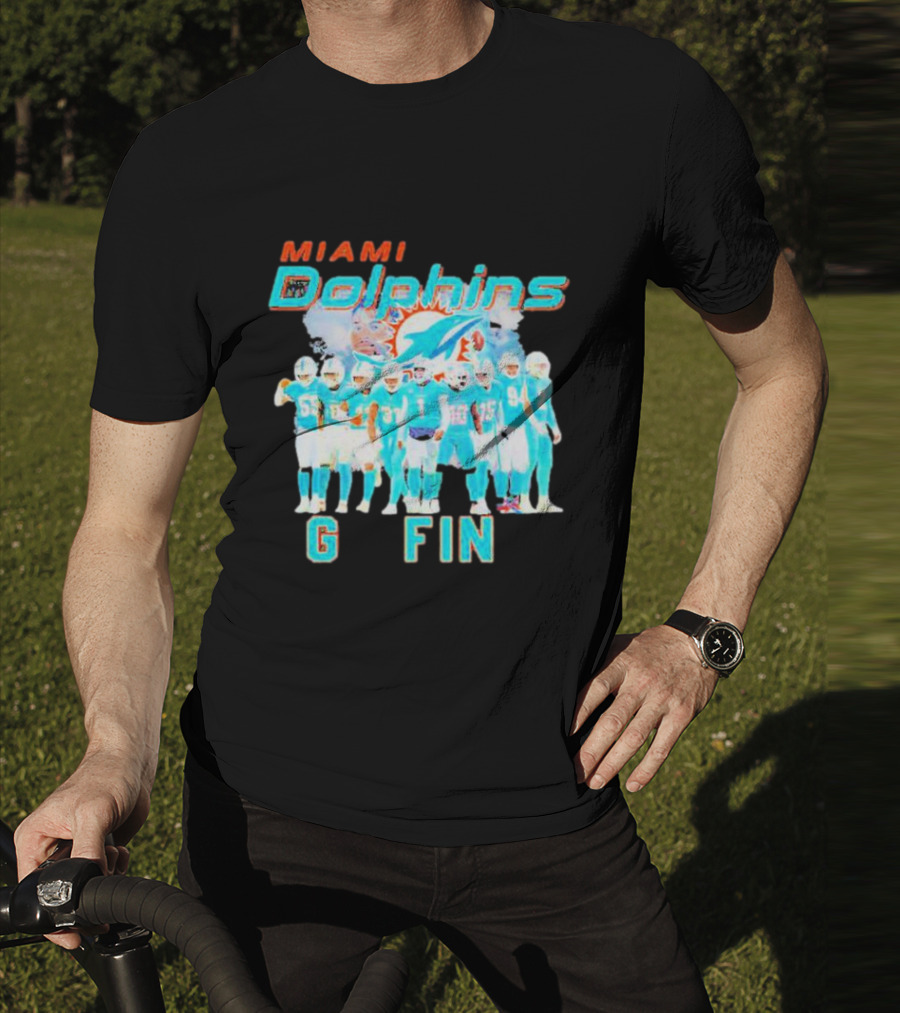 Miami Dolphins Go Fins Players Logo Team Spirit T-Shirt