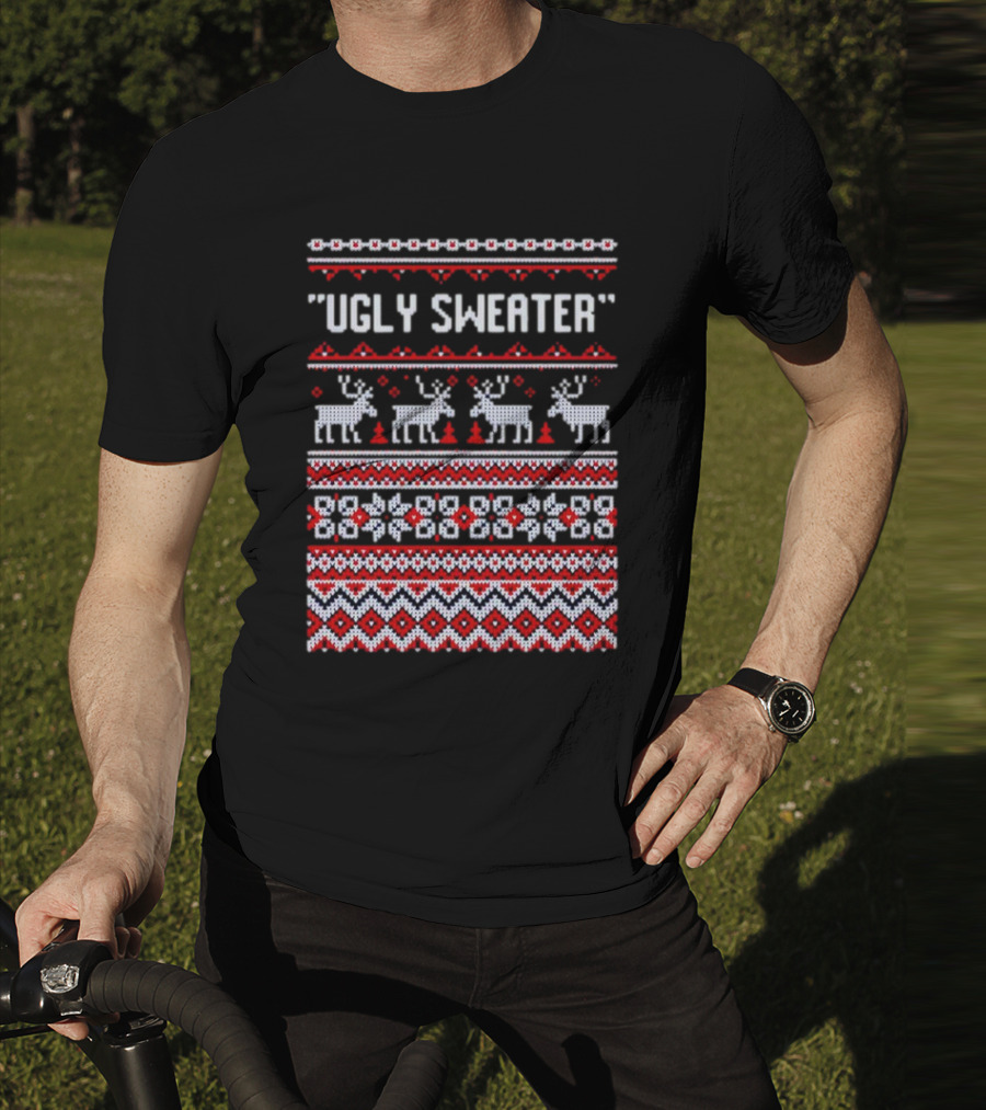 Reindeer Ugly Sweater Christmas Pattern 'UGLY SWEATER' T-Shirt