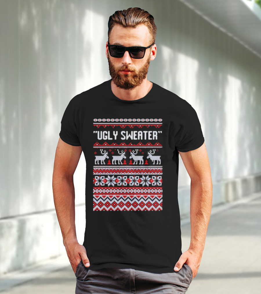 Reindeer Ugly Sweater Christmas Pattern 'UGLY SWEATER' T-Shirt