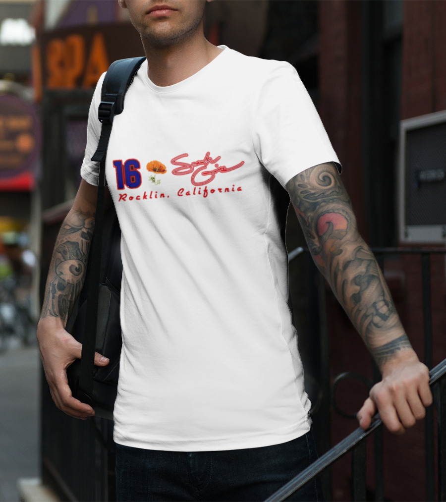 16 Sarah Giles Rocklin California Poppy Script T-Shirt