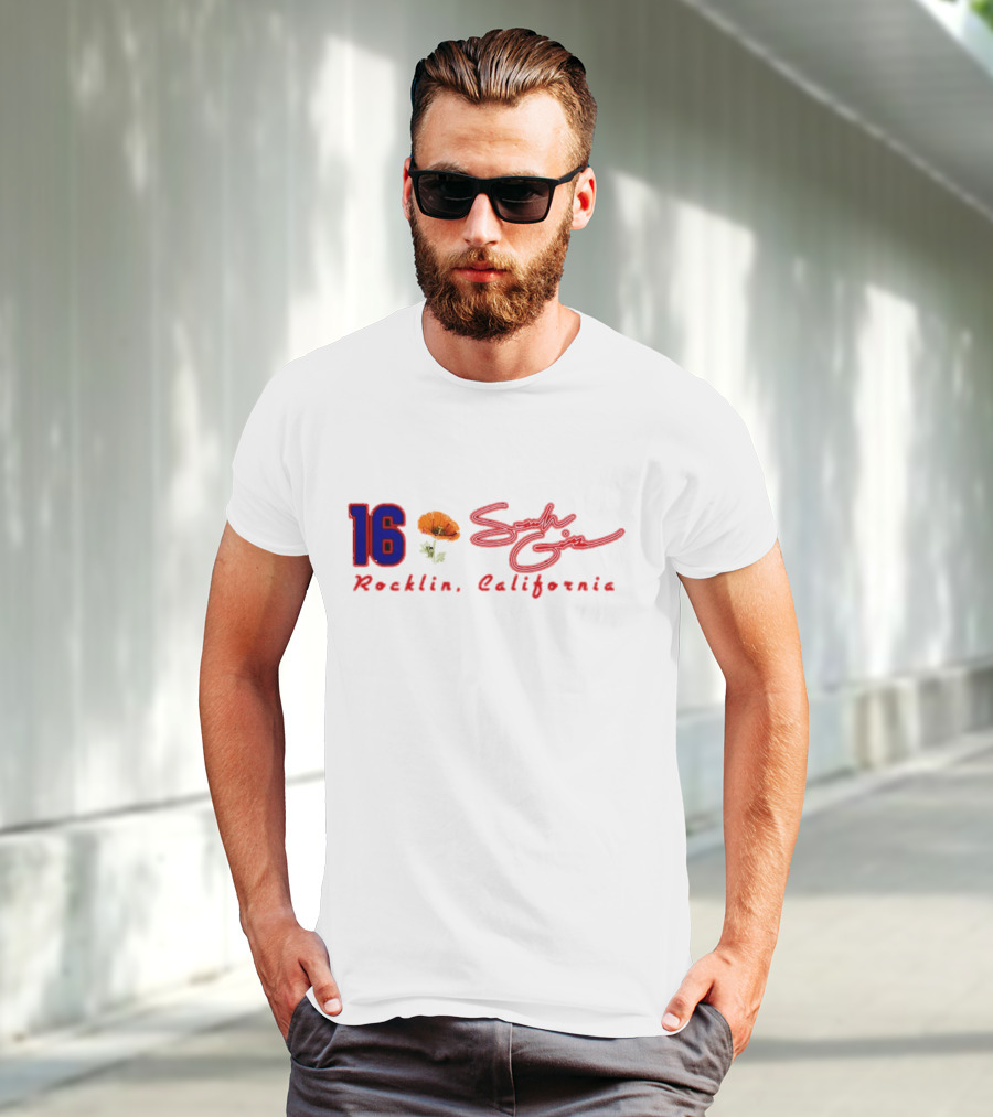 16 Sarah Giles Rocklin California Poppy Script T-Shirt