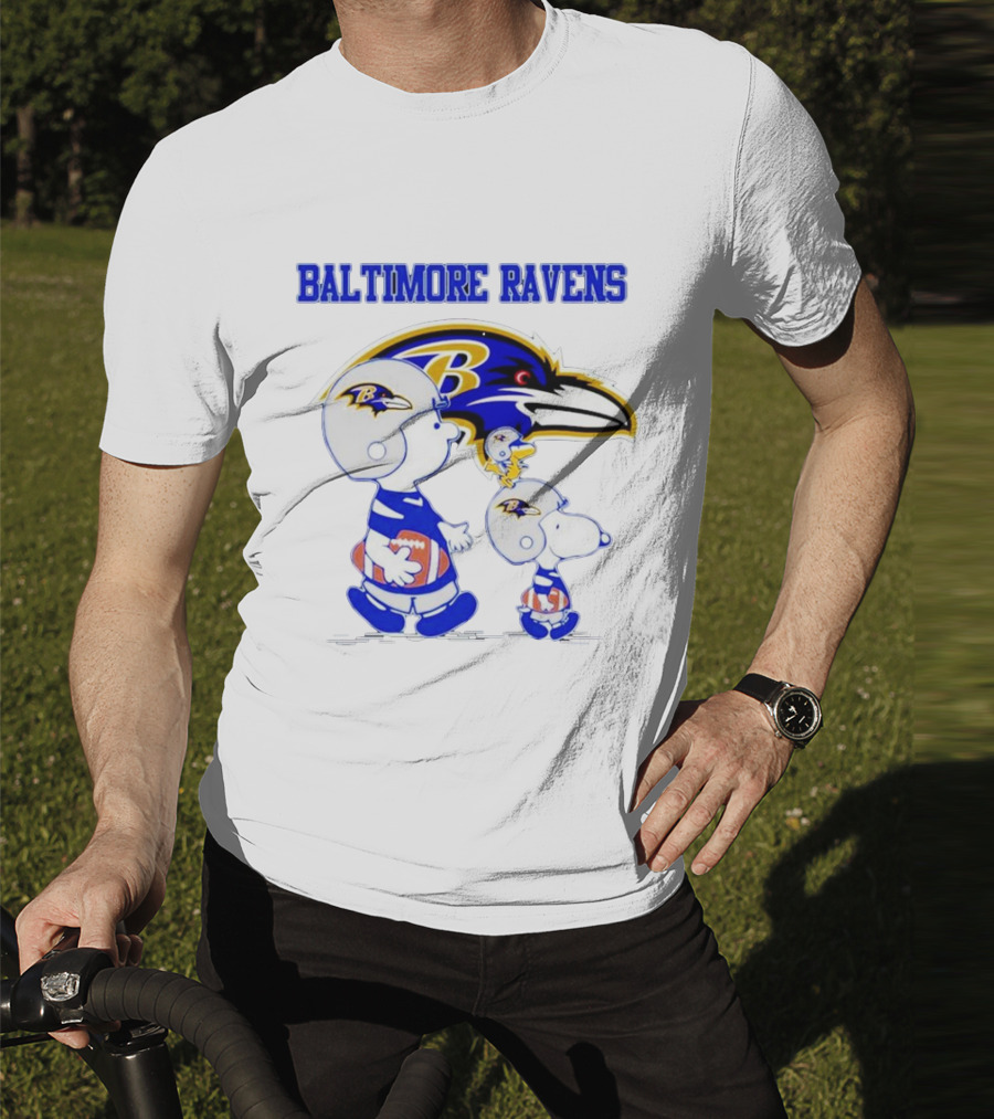 Baltimore Ravens Peanuts Snoopy And Woodstock Football Ravens T-Shirt