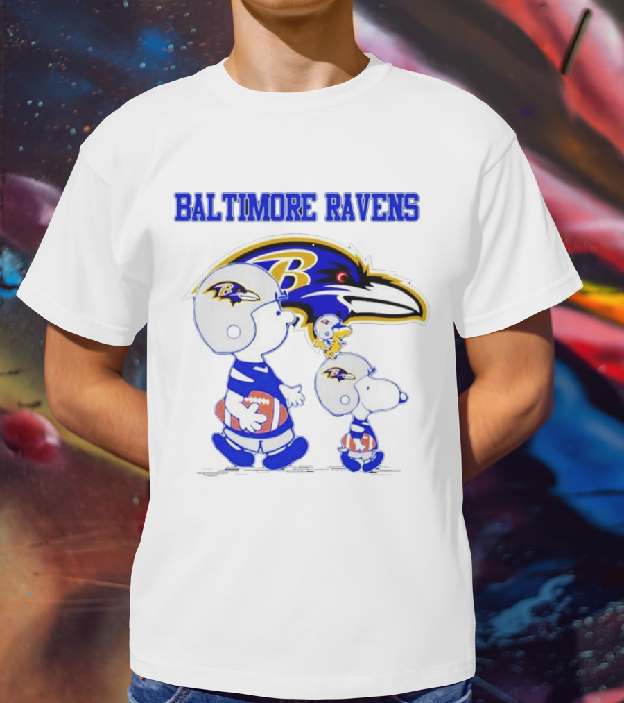 Baltimore Ravens Peanuts Snoopy And Woodstock Football Ravens T-Shirt