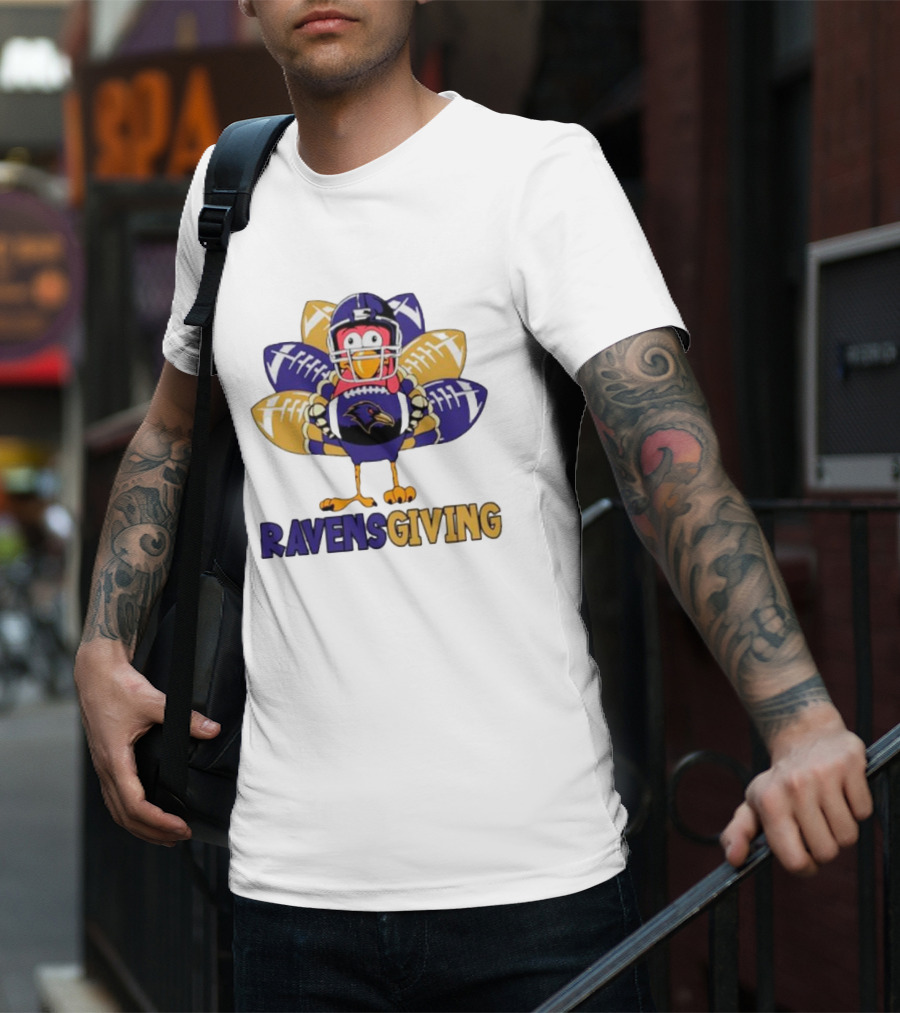Ravensgiving Thanksgiving Baltimore Ravens Turkey Football T-Shirt