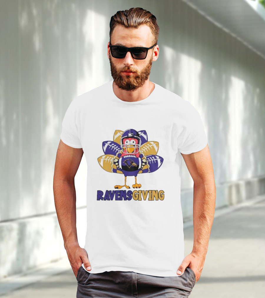 Ravensgiving Thanksgiving Baltimore Ravens Turkey Football T-Shirt