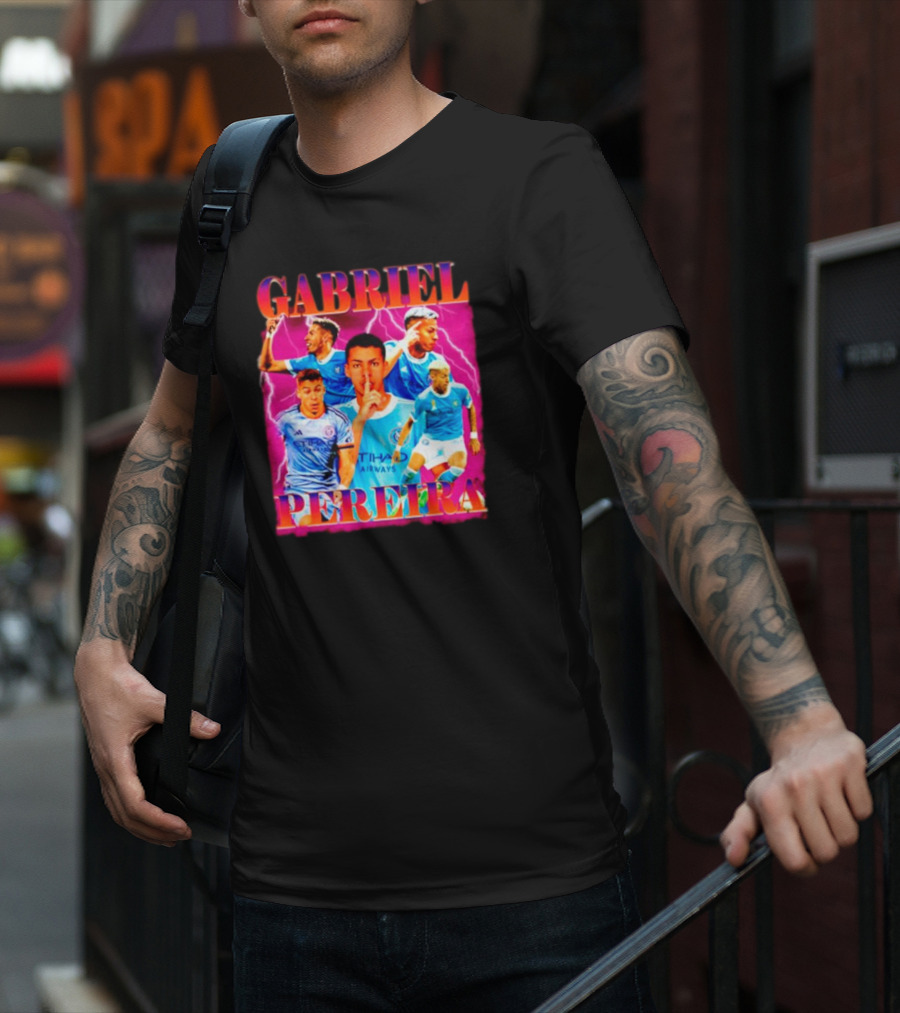 GABRIEL PEREIRA NYCFC Soccer Lightning Collage T-Shirt