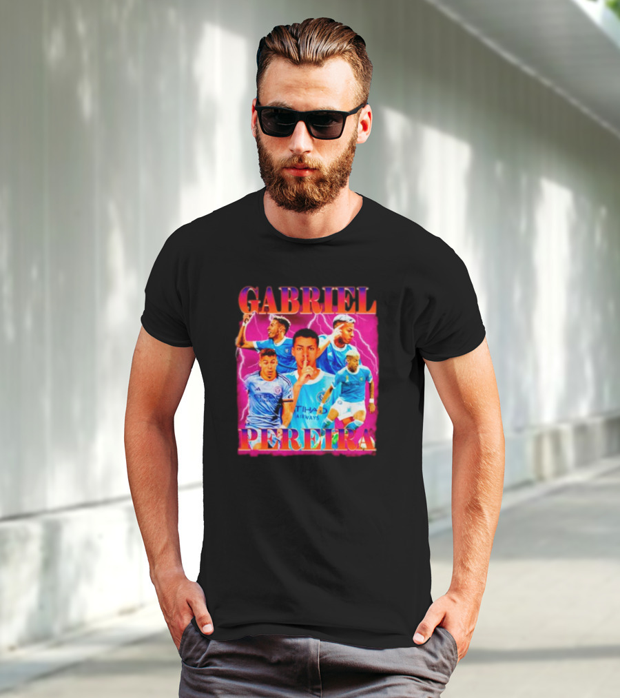 GABRIEL PEREIRA NYCFC Soccer Lightning Collage T-Shirt